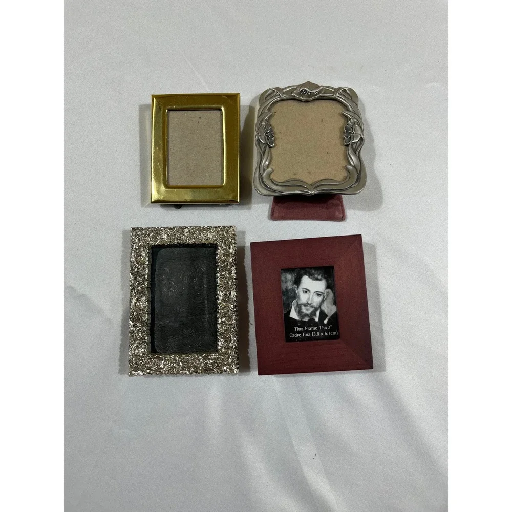 Mini Photo Frame Set 4pc Gold Silver Wood Ornate Mixed Lot Umbra Philip Whitney